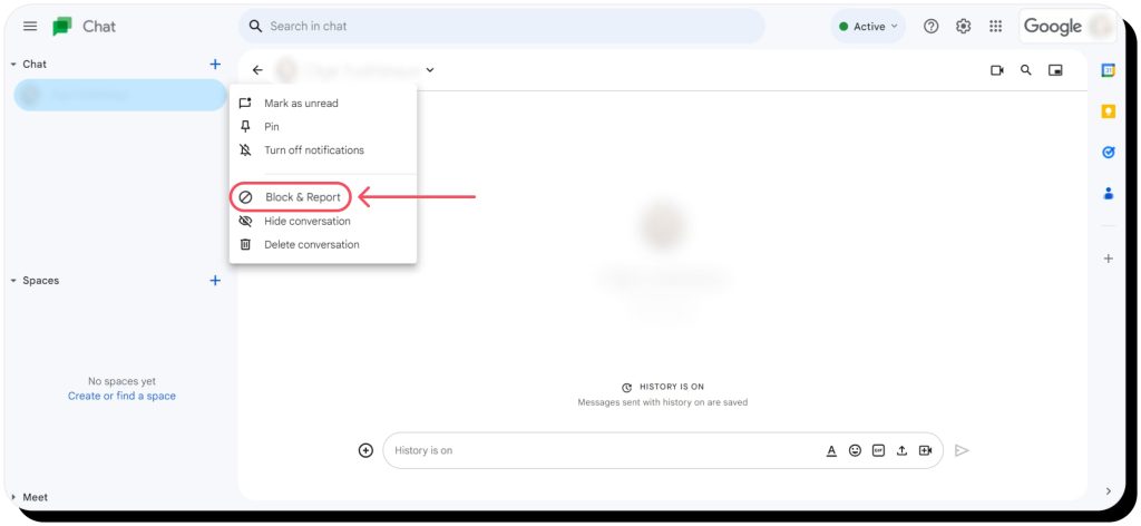 report Google Chat scams